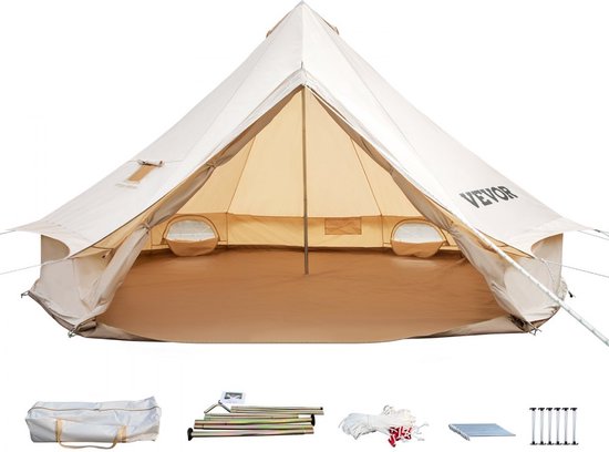 Tipi Tente Chaude Pour 5-8 Personnes - Avec Poêle - Camping Randonnée - Nylon Alu