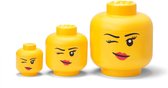 Lego - Opbergbox Hoofd Girl Set van 3 Stuks WebOnly Verpakking - Kunststof - Geel