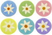 Onderzetters Vilt - Set 6 stuks - Diverse Kleuren met Witte Margriet - 10 cm - Fairtrade Sjaalmetverhaal