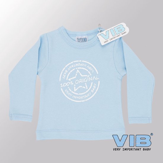 VIB® - Baby T-Shirt 100% Very Important Baby (Blauw)-(3-6 mnd) - Babykleertjes - Baby cadeau