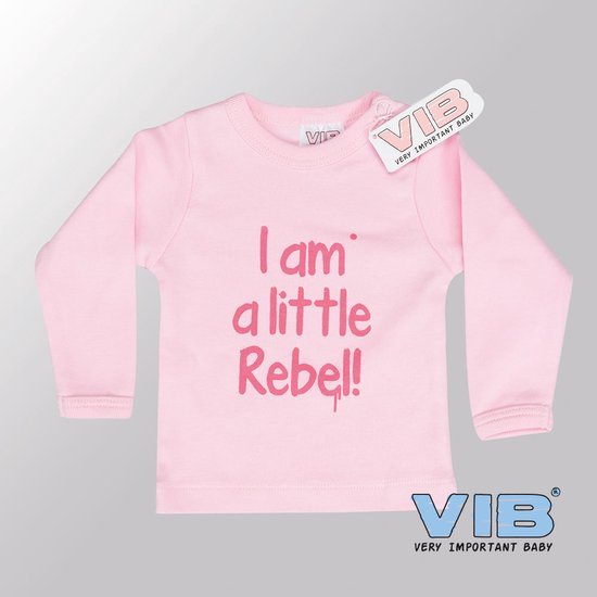 VIB® - Baby T-Shirt I am a Little Rebel (Roze)-(0-3 mnd) - Babykleertjes - Baby cadeau