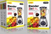 Andowl Blender Smoothie 1,5L, Multifunctionele Elektrische Blender, Kleine Blender，Hakmolen, Blender voor Smoothie, 5 Snelheden + Pulse