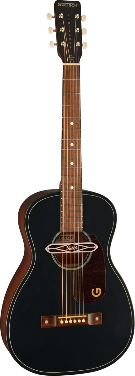 Gretsch Jim Dandy Deltoluxe Parlor Black Top WN Tortoiseshell Pickguard elektrisch-akoestische westerngitaar