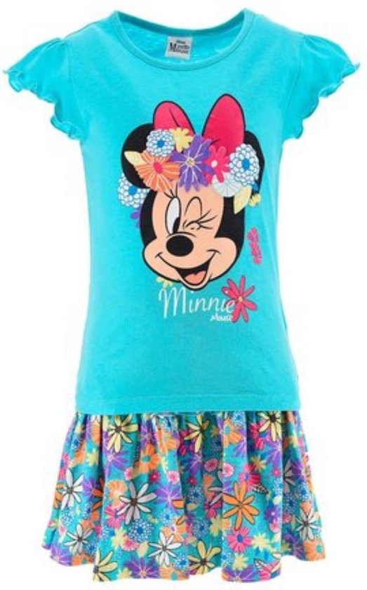 Disney Minnie Mouse Set - Shirt + Rok - Blauw - Maat 122/128 - Tot 8 jaar