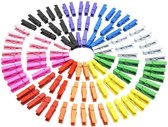 100 stuks wasknijpers - Kleurrijk - Stabiele wasknijpers - Knijpers voor waslijn - Voor kleding, handdoeken, sokken - Windbestendig - 2.5 x 0.3 cm