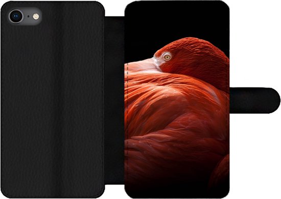 Étui pour téléphone Bookcase pour iPhone SE 2020 - Flamingo - Ressorts - Rose - Avec poches - Étui portefeuille avec fermeture magnétique