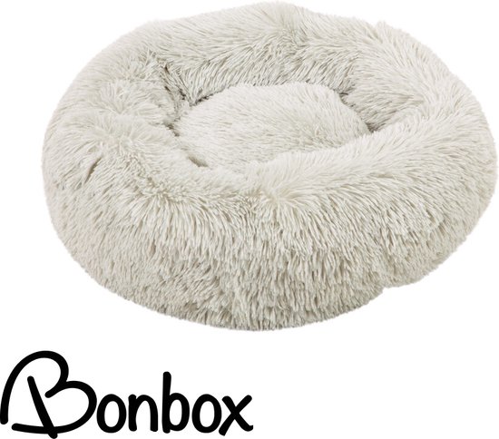 Bonbox Shop - maat S - Donut bed in wit - dierenmand voor katten, kittens en kleine honden - knus mandje - Donutbed diameter 40 cm - Anti anxiety