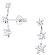 Joy|S - Zilveren ster oorbellen - 3 sterren van zirkonia - 5 x 16 mm