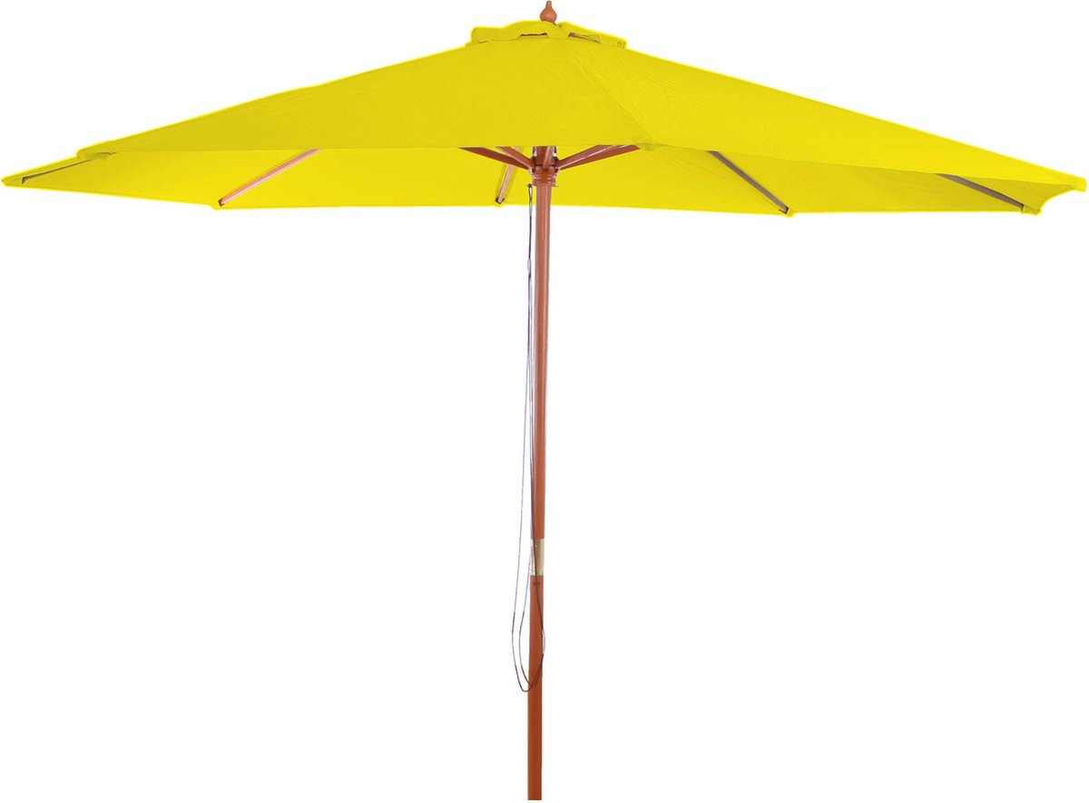 Parasol Florida, tuinparasol marktparasol, Ø 3,5m polyester/hout 7kg ~ geel