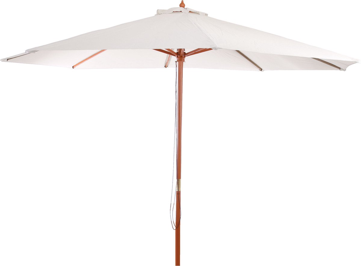 Parasol Florida, tuinparasol marktparasol, Ø 3,5m polyester/hout 7kg ~ crème