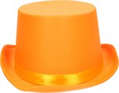 Fiestas Guirca verkleed hoge hoed - oranje - voor volwassenen - carnaval kleuren thema accessoires