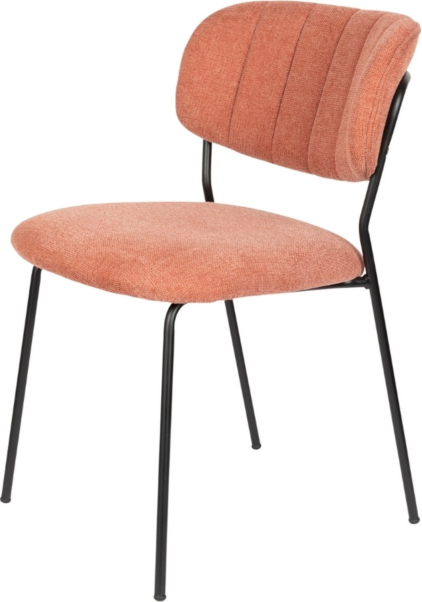 Puur Viken eetkamerstoel stof - roze/oranje - zwart onderstel Oud roze