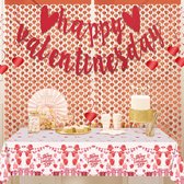 Valentijn Decoratie Tafelkleed Hartjes tafel Kleed Feest Versiering Wit Huwelijks Decoratie 137*274 cm - 1 Stuk