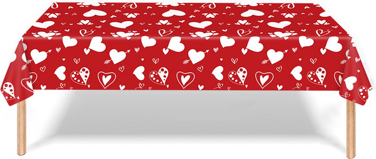 Valentijn Decoratie Tafelkleed Hartjes tafel Kleed Feest Versiering Rood Huwelijks Decoratie 137*274 cm - 1 Stuk