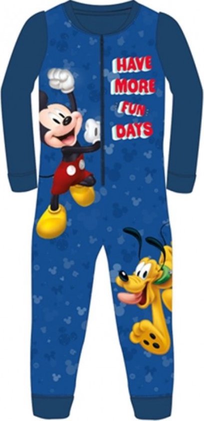 Fleece onesie van Mickey Mouse - maat 92/98 - Disney huispak / pyjama - blauw