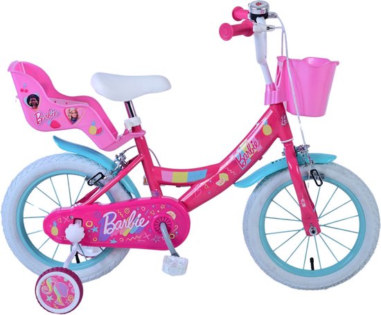 Vélo pour enfants Barbie - Filles - 14 pouces - Rose - Deux freins à main