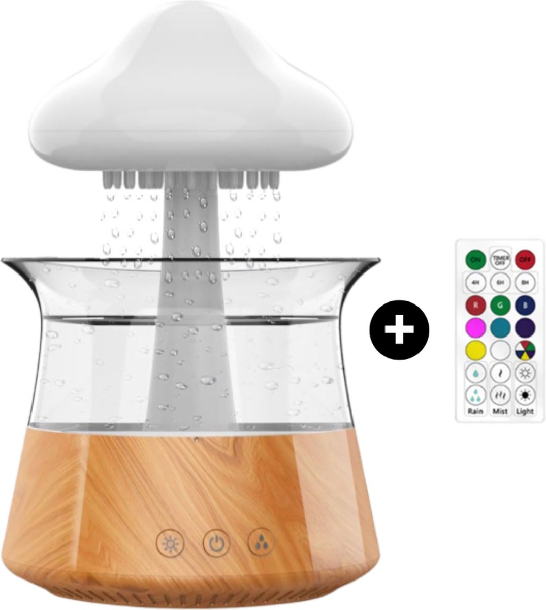 Regendruppel Humidifier - Afstandsbediening - Rain Cloud - Mushroom lamp - Paddenstoel luchtbevochtiger - Paddestoel - Geluid