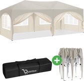 BukkitBow - Tente de réception double avec parois latérales - Tente pliable - Imperméable et résistante aux intempéries - Pavillon de jardin double - 600 x 300 cm - Wit