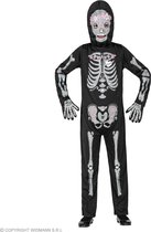 Widmann - Spook & Skelet Kostuum - Glitter En Glamour Hollywood Skelet Kind Kostuum - Zwart, Wit / Beige - Maat 116 - Halloween - Verkleedkleding