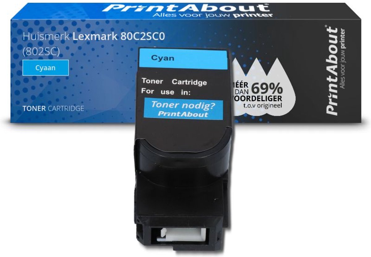 PrintAbout - Alternatief voor de Lexmark 80C2SC0 / cyaan