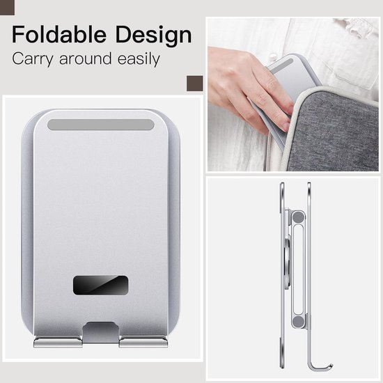 Verstelbare Aluminium iPad/Tablet Bureau Houder Opvouwbaar Wit