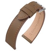 Saffiano Kalfslederen Horlogebandje Bruin - Makkelijk Zelf te Monteren - 20mm