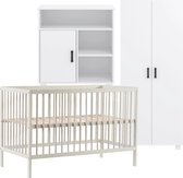 Chambre de bébé Cabino Wit Lit Bébé 3 pièces Mees + Commode Mila + Armoire Mila