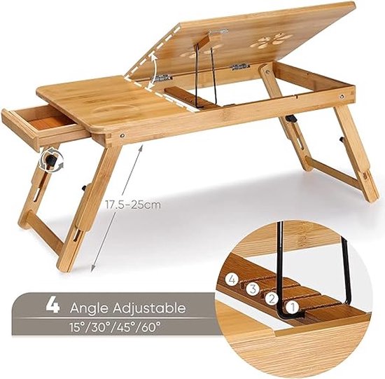 SONGMICS Table de lit pliable en bambou pour PC portable