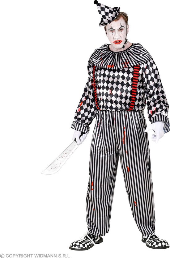 Widmann - Monster & Griezel Kostuum - Bloedgrappige Scary Clown - Man - Zwart / Wit - XXL - Halloween - Verkleedkleding