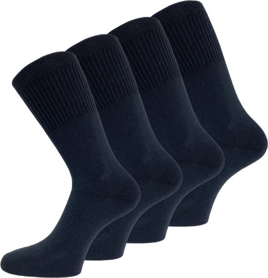 4 paar Niet knellende sokken - Drukvrije boord - Zwart - Maat 43-46