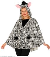 Widmann - Zebra Kostuum - Duizelingwekkende Zwart Wit Strepen Poncho Zebra - Zwart / Wit - One Size - Carnavalskleding - Verkleedkleding