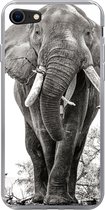Geschikt voor iPhone SE 2020 hoesje - Olifant - Portret - Dieren - Zwart wit - Siliconen Telefoonhoesje