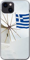 Geschikt voor iPhone 13 hoesje - Traditionele windmolen en de vlag van Griekenland - Siliconen Telefoonhoesje