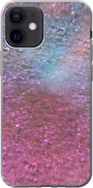 Geschikt voor iPhone 12 hoesje - Roze - Glitter - Abstract - Design - Blauw - Siliconen Telefoonhoesje