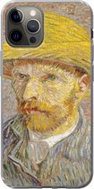 Geschikt voor iPhone 12 Pro hoesje - Zelfportret met strohoed - Vincent van Gogh - Siliconen Telefoonhoesje