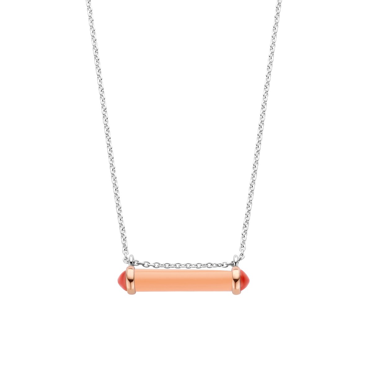 TI SENTO Dames Ketting - 925 zilver - Roze - Maat 42 - 3963CP