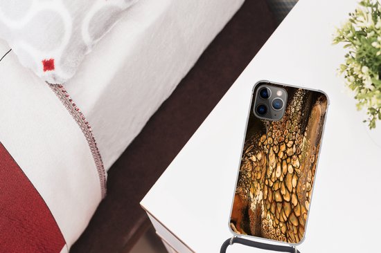 Coque avec cordon iPhone 11 Pro - Peinture - Marron - Pouring Paint - Siliconen - Bandoulière - Coque arrière avec cordon - Coque pour téléphone avec cordon - Coque avec corde