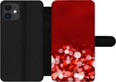 Bookcase Geschikt voor iPhone 12 Pro telefoonhoesje - Rood - Design - abstract - Licht - Met vakjes - Wallet case met magneetsluiting
