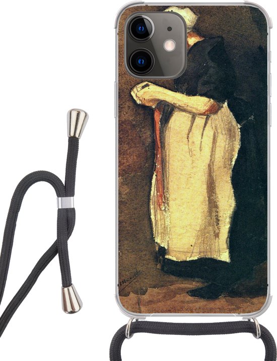 Coque avec cordon iPhone 12 Mini - La femme Scheveningen - Vincent van Gogh - Siliconen - Bandoulière - Coque arrière avec cordon - Coque pour téléphone avec cordon - Coque avec corde
