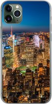 Geschikt voor iPhone 11 Pro Max hoesje - New York - Kleuren - Nacht - Siliconen Telefoonhoesje