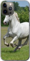 Geschikt voor iPhone 12 Pro hoesje - Paarden - Natuur - Wit - Siliconen Telefoonhoesje