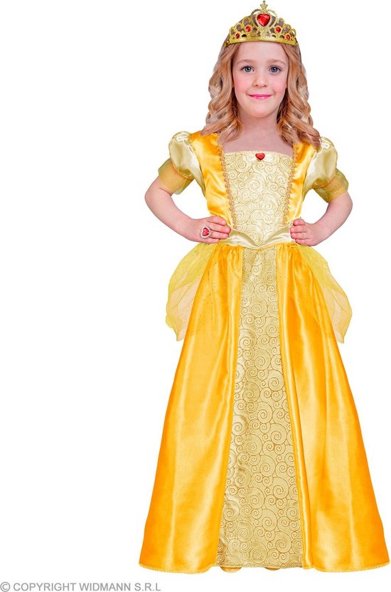 Widmann - Koning Prins & Adel Kostuum - Prinses Bella Beauty - Meisje - Geel - Maat 116 - Carnavalskleding - Verkleedkleding