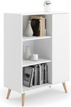 Boekenkast - 90x40x116 cm - houten poten - wit
