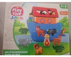 Playtive Insteekspel Ark van Noach - Vormen puzzel - 11-delig - 27x14x25,5cm