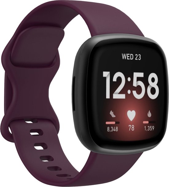Bandje geschikt voor Fitbit Versa/Sense - Geschikt voor Fitbit Sense 1/2/ Fitbit Versa 3/4 - Maat L - Horlogebandje - Siliconen - Paars