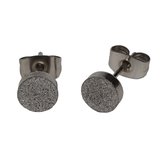 Aramat jewels ® - Ronde oorbellen sandblasted chirurgisch staal 6mm