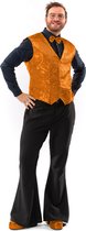Original Replicas - Glitter & Glamour Kostuum - Paillettenvest Met Strik Oracle Orange Man - Oranje - Large - Kerst - Verkleedkleding