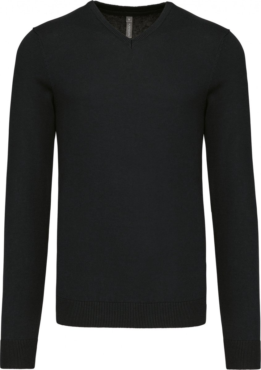 Pullover/Cardigan Heren XL Kariban V-hals Lange mouw Black 50% Katoen, 50% Acryl
