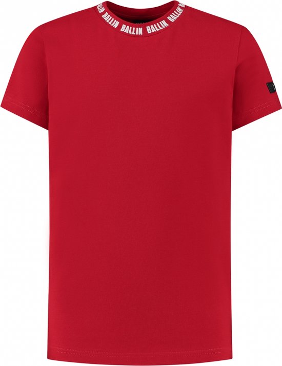 Ballin Amsterdam - Jongens Slim fit T-shirts Crewneck SS - Red - Maat 8