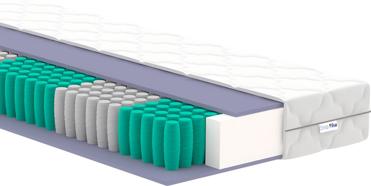 Sleep Pillow - 140x200 - 21cm dik - Tweepersoonsmatras - Pocketvering met 7 zones - Stevig - 140x200x21 - Antiallergisch - Tencel - Koudschuim